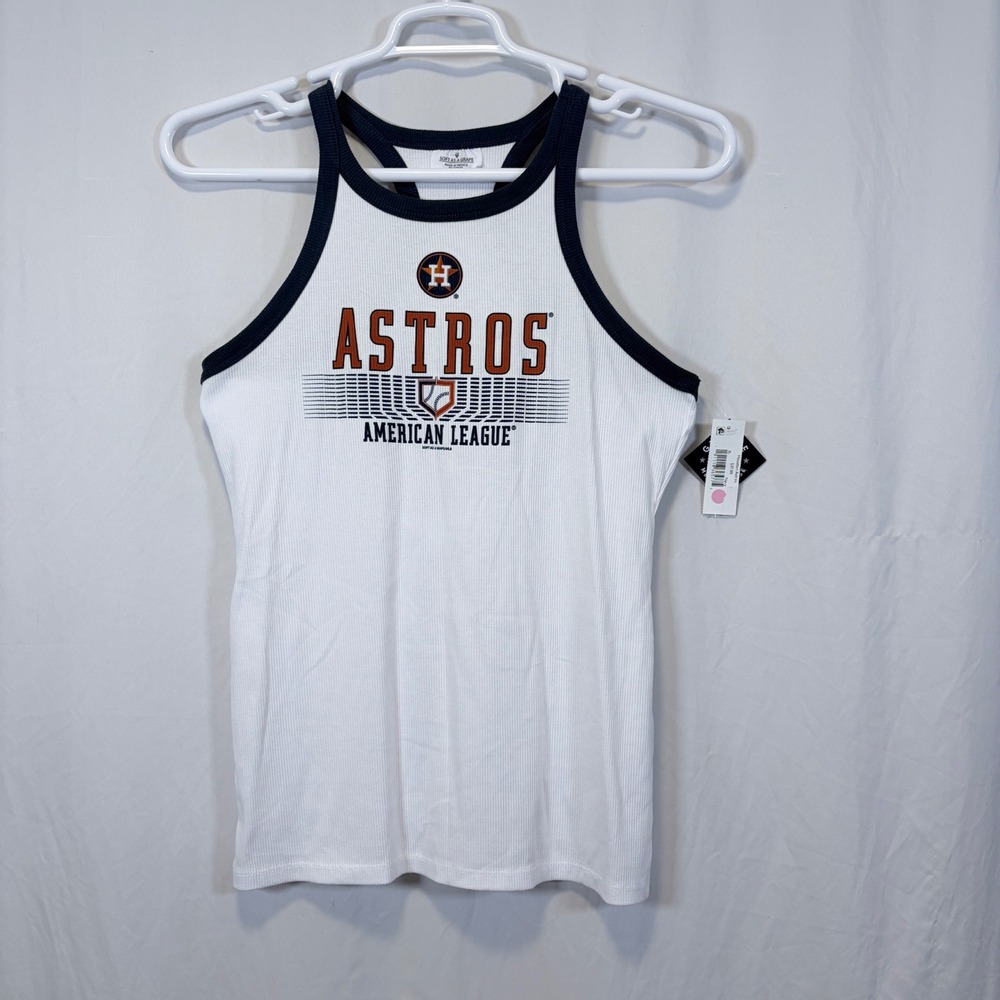 Soft as a Grape Houston Astros Tank Top Ribbed Racerback White Navy‎ XL